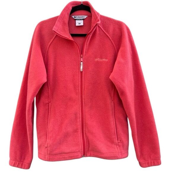 Columbia Women's Coral Pink Fleece Zip Up Sweater Jacket Size Medium - Picture 3 of 7